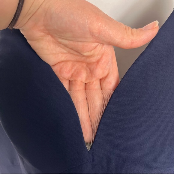 Mori Lee Madeline Gardner 21597 Blue Chiffon Open Back Plunge Neckline Dress 8 - Picture 7 of 12